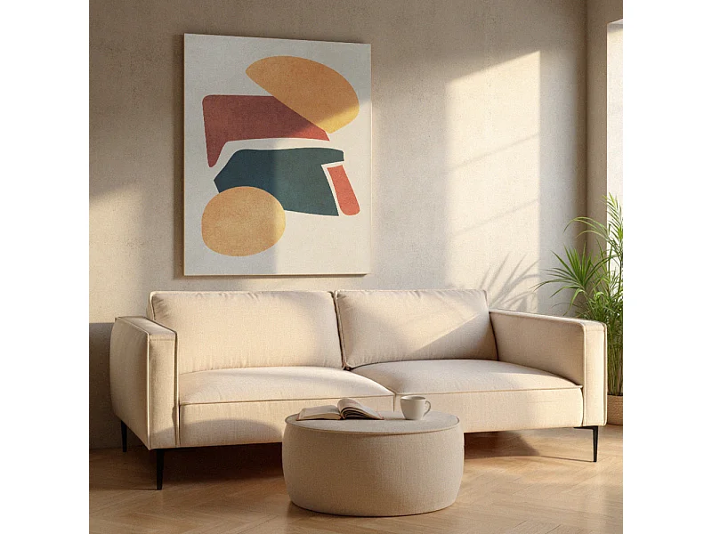 Montebello - Canapé droit 3 places en tissu et pieds en métal - Beige