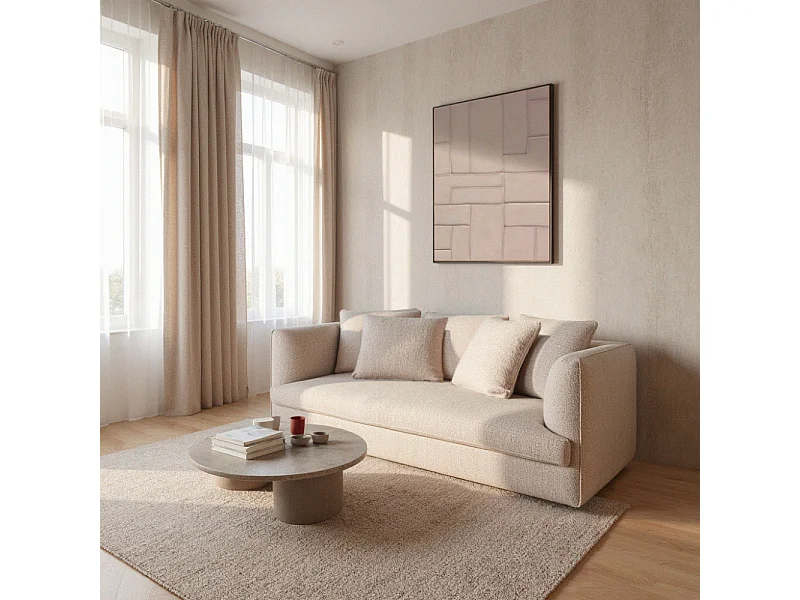 Clayton - Canapé 3 places en tissu bouclette - Beige