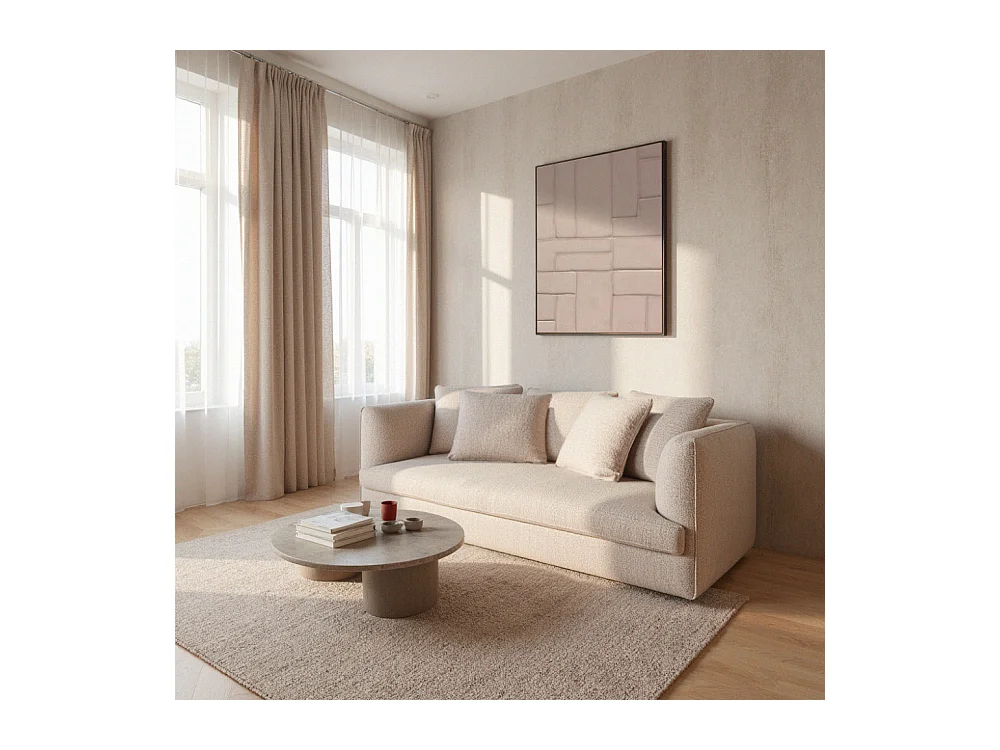 Clayton - Canapé 3 places en tissu bouclette - Beige