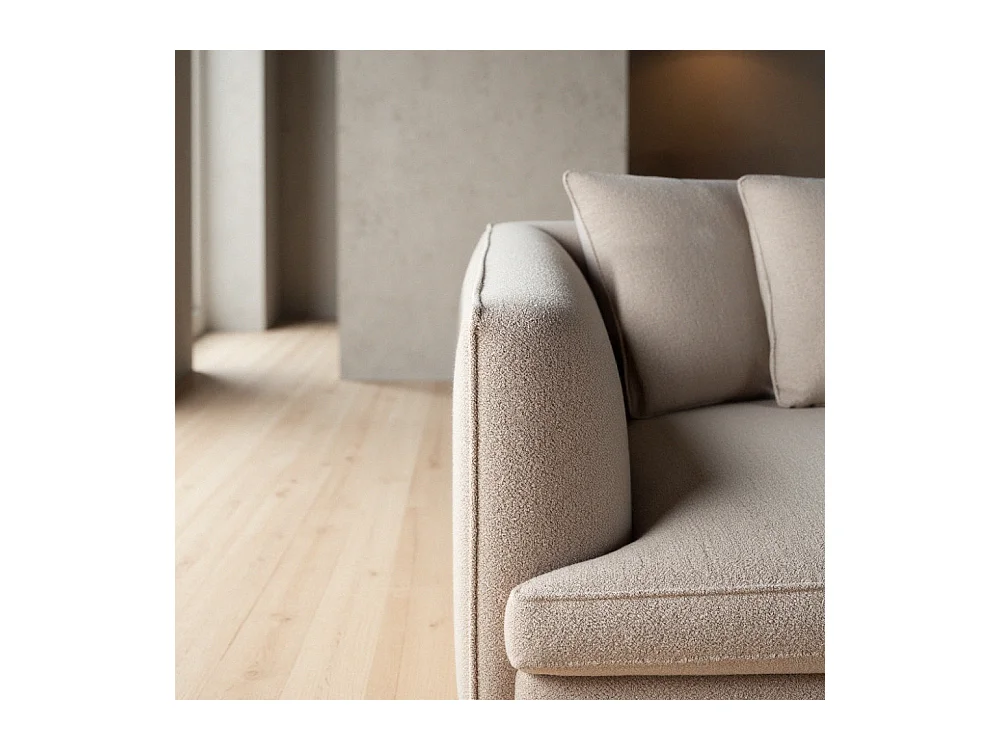 Clayton - Canapé 3 places en tissu bouclette - Beige