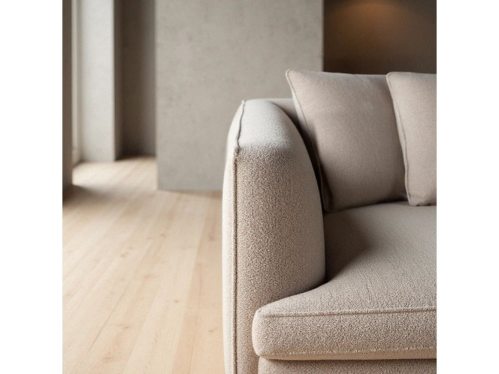 Clayton - Canapé 3 places en tissu bouclette - Beige