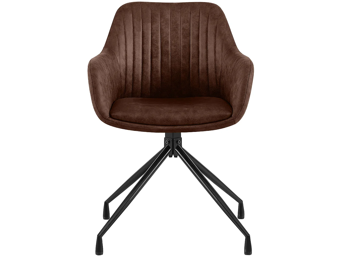 Lot de 2  chaises avec accoudoirs - Similicuir vintage - Marron foncé - Welby