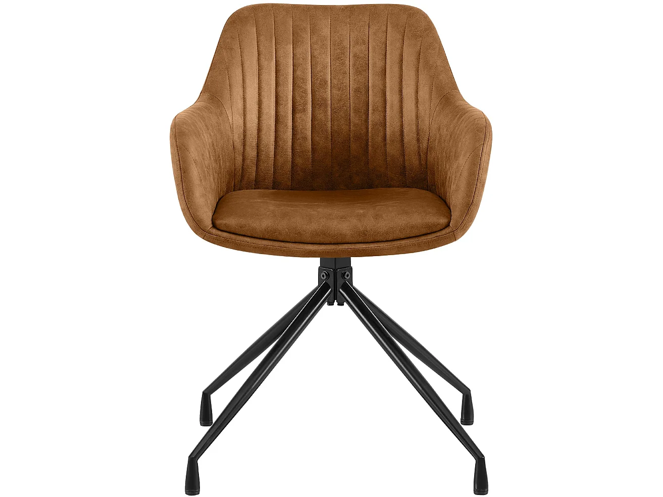 Lot de 2  chaises avec accoudoirs - Similicuir vintage - Marron clair - Welby