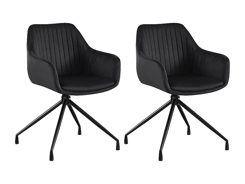Lot de 2  chaises avec accoudoirs - Velours - Noir - Welby