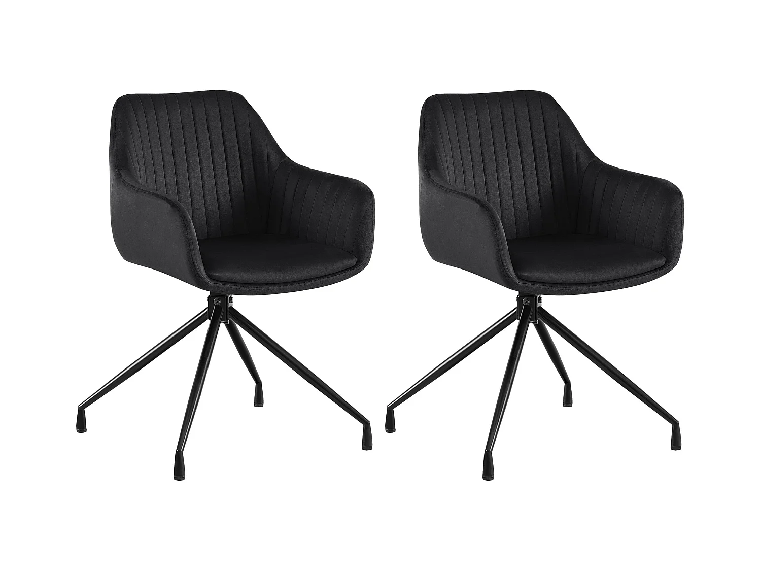Lot de 2  chaises avec accoudoirs - Velours - Noir - Welby