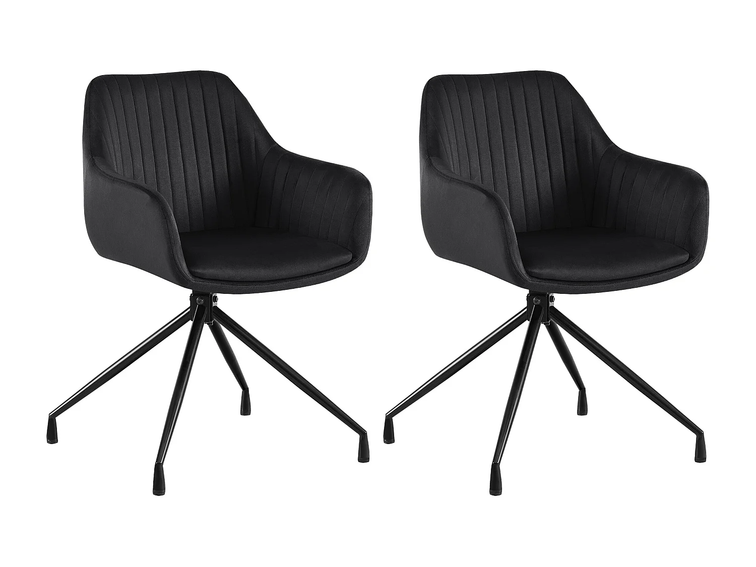 Lot de 2  chaises avec accoudoirs - Velours - Noir - Welby