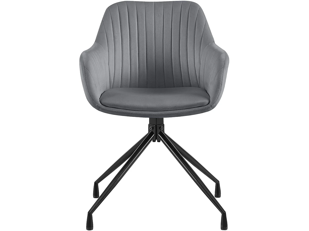 Lot de 2  chaises avec accoudoirs - Velours - Gris foncé - Welby