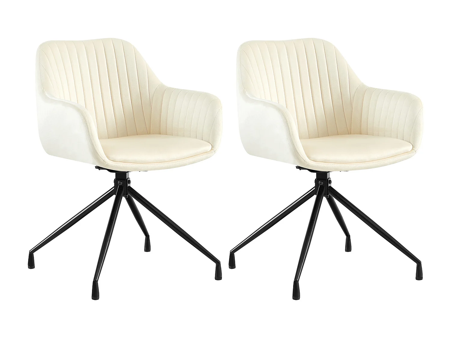 Lot de 2  chaises avec accoudoirs - Velours - Crème - Welby