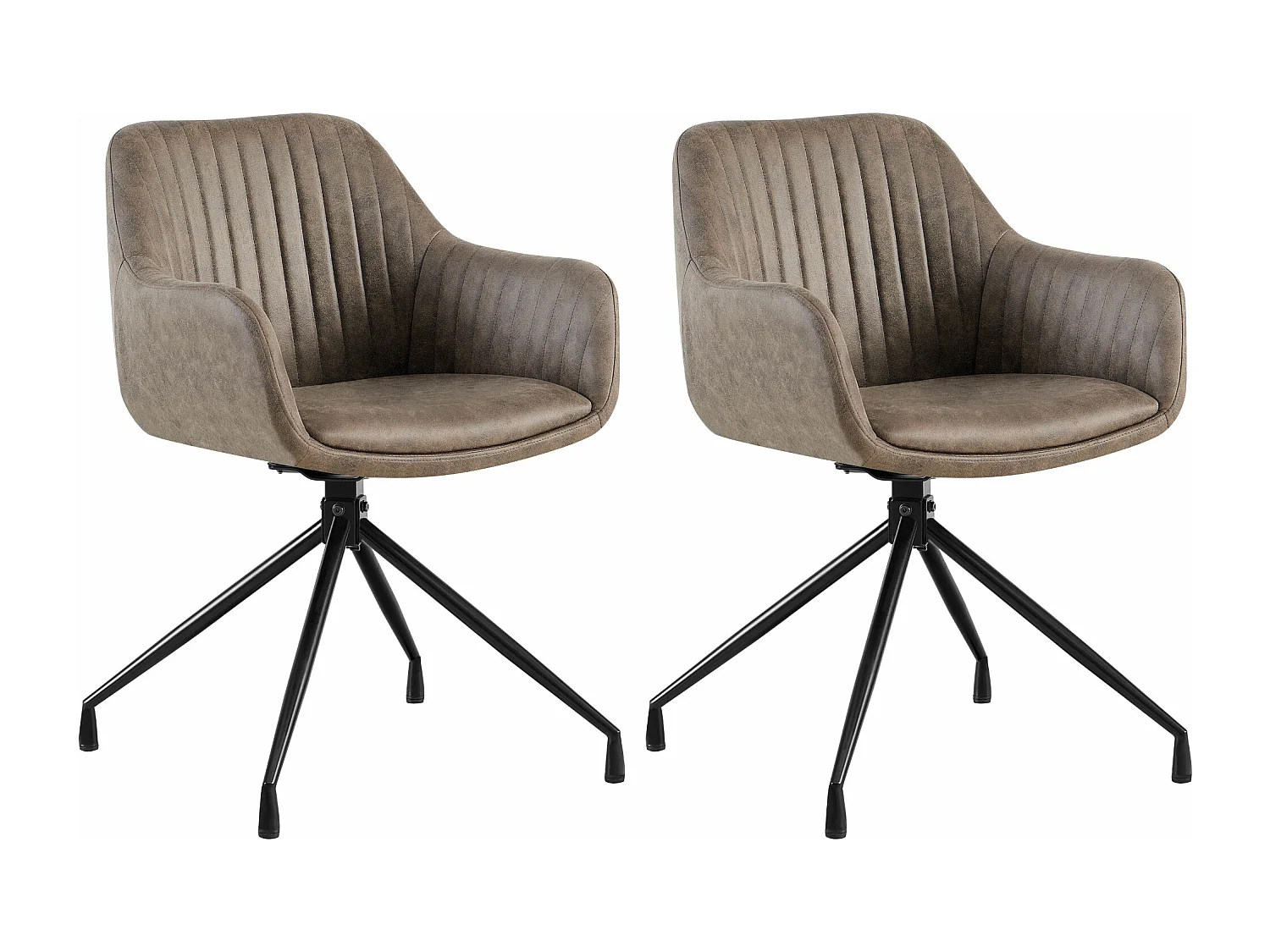 Lot de 2  chaises avec accoudoirs - Similicuir vintage - Gris - Welby