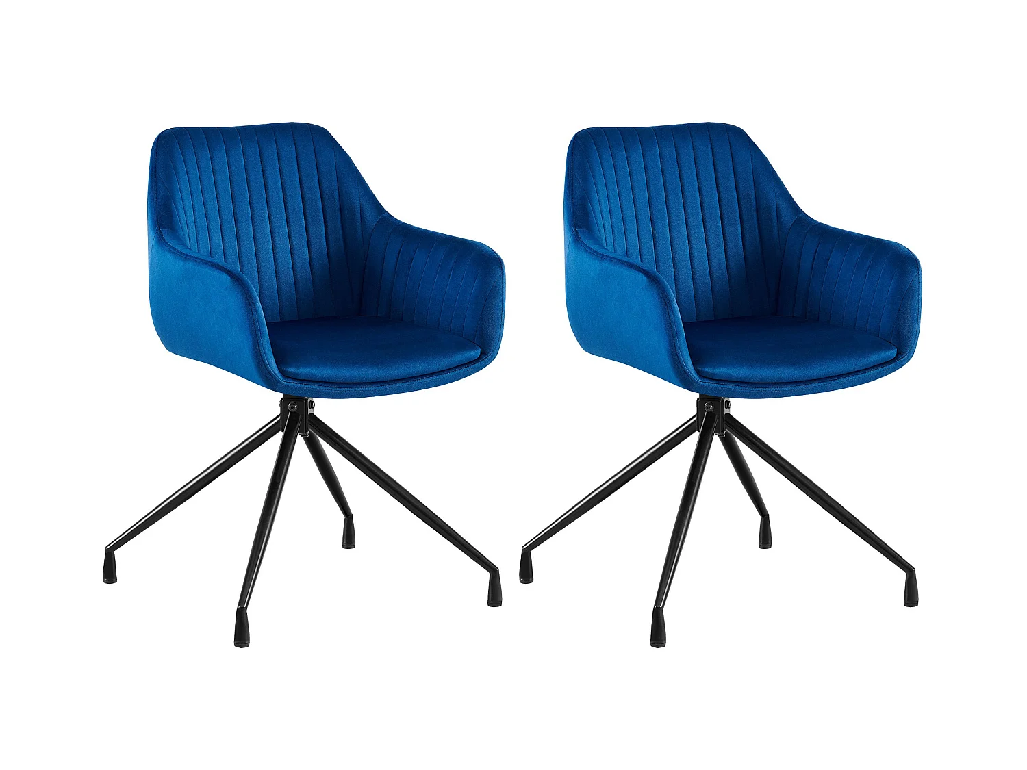 Lot de 2  chaises avec accoudoirs - Velours - Bleu foncé - Welby