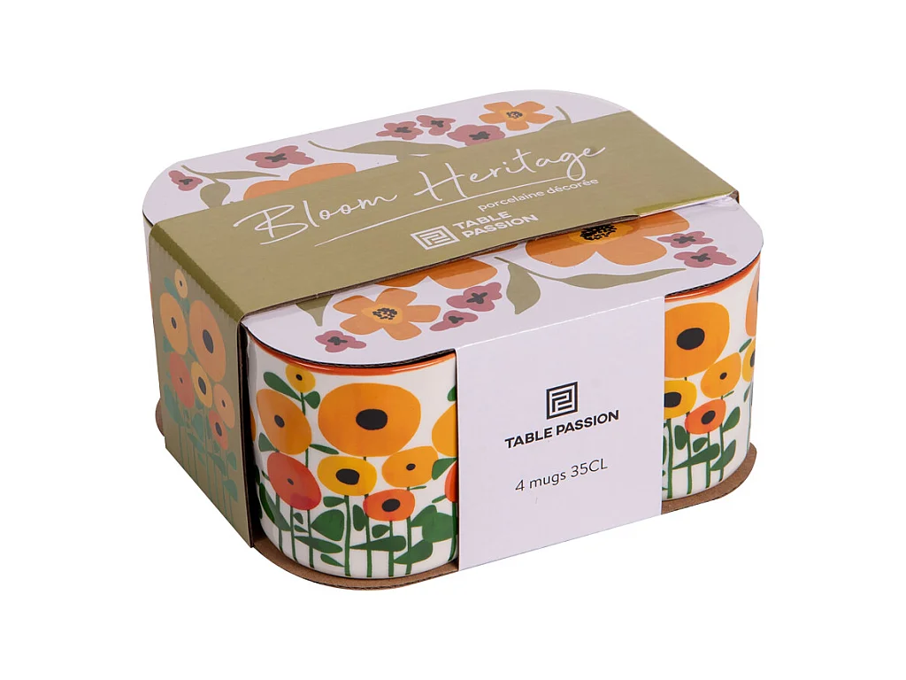 Coffret de 4 mugs Bloom Héritage 35 cl