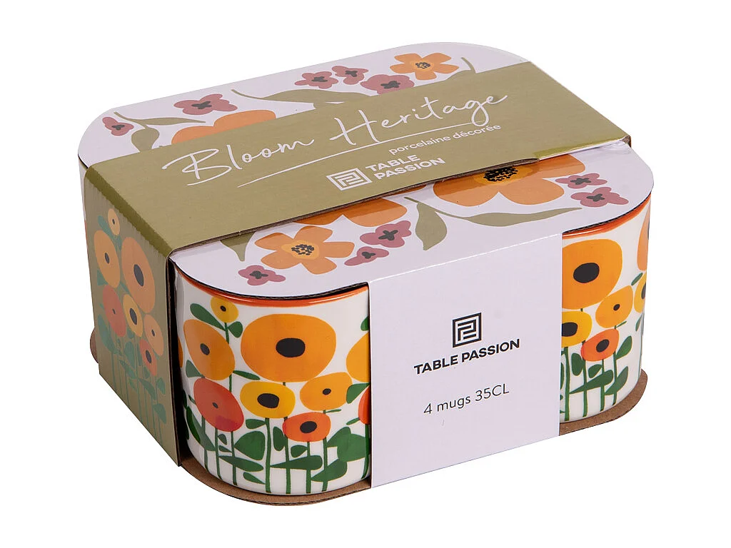 Coffret de 4 mugs Bloom Héritage 35 cl