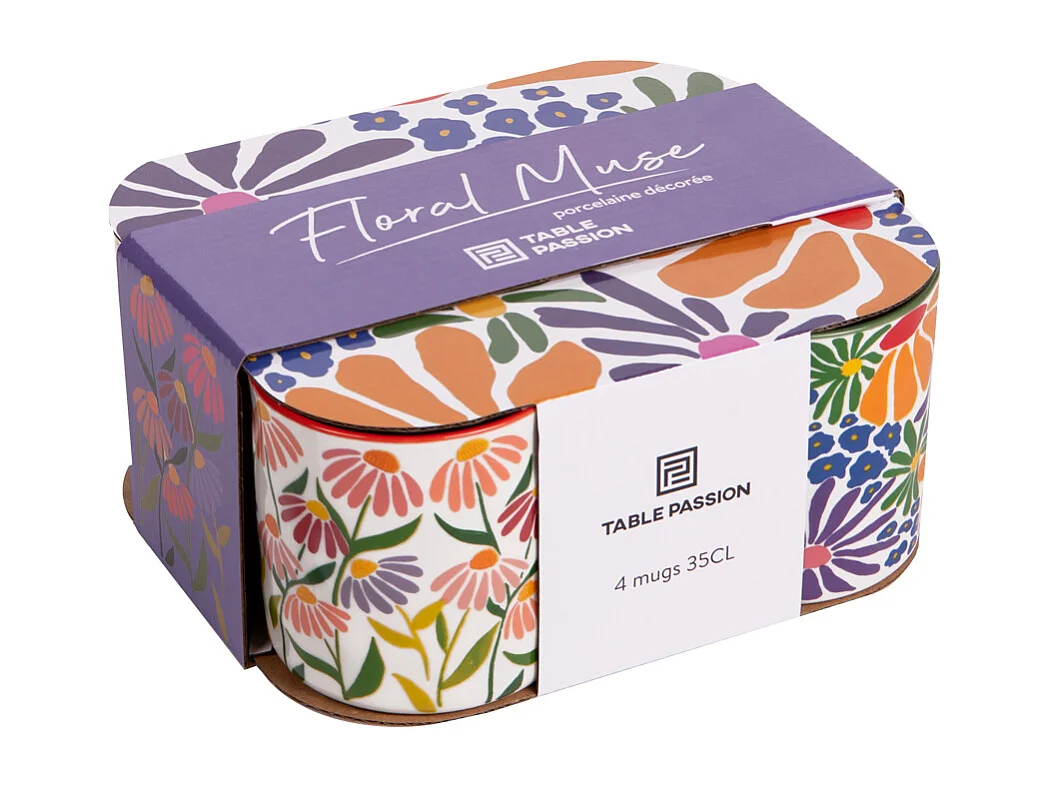 Coffret de 4 mugs Floral Muse 35 cl
