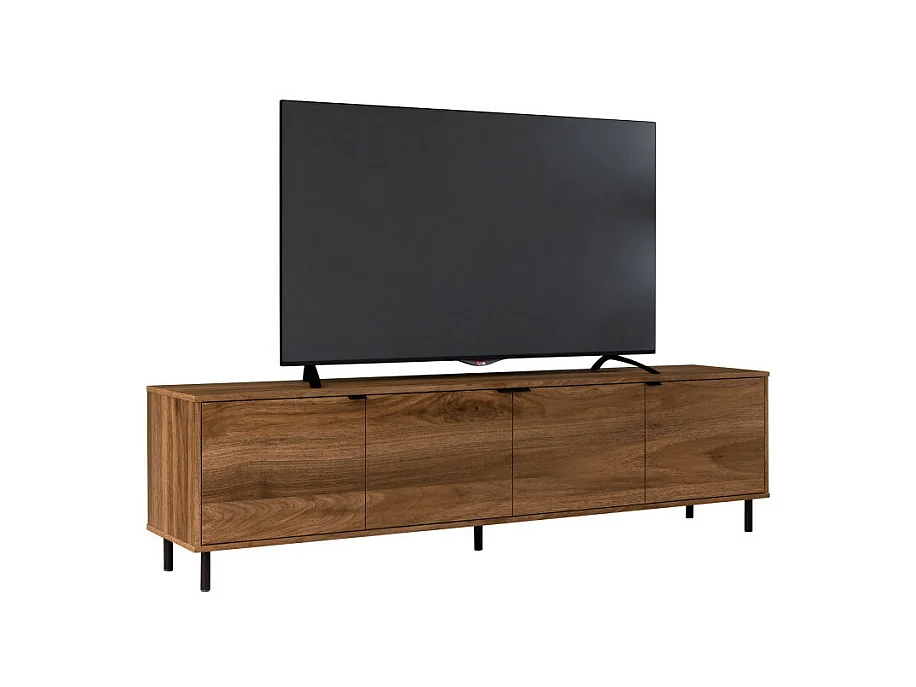 Meuble TV 80 Pouces 4 Portes 4 Niches Châtaignier L 183 H 49 P 38 cm