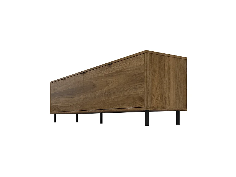 Meuble TV 80 Pouces 4 Portes 4 Niches Châtaignier L 183 H 49 P 38 cm