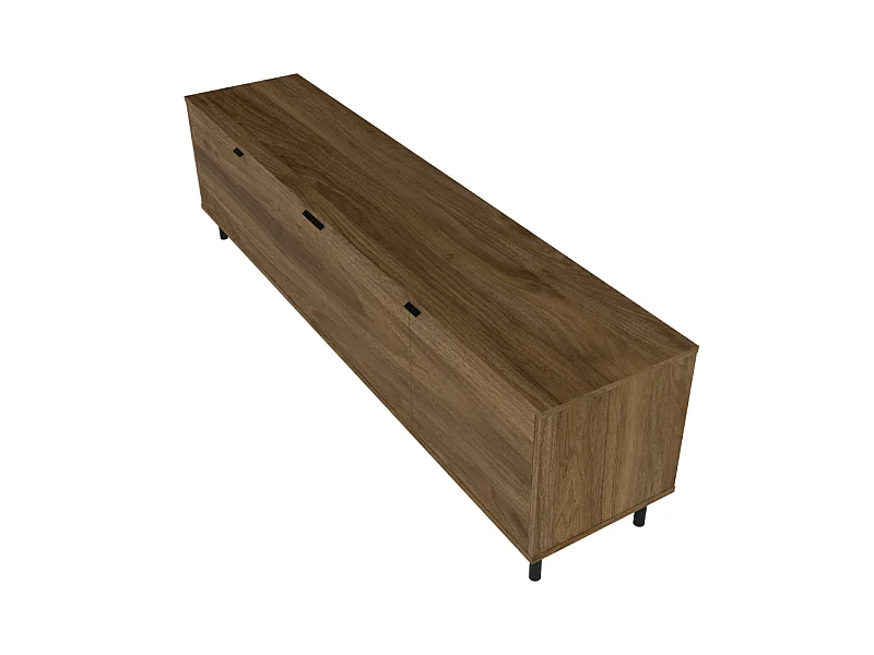 Meuble TV 80 Pouces 4 Portes 4 Niches Châtaignier L 183 H 49 P 38 cm