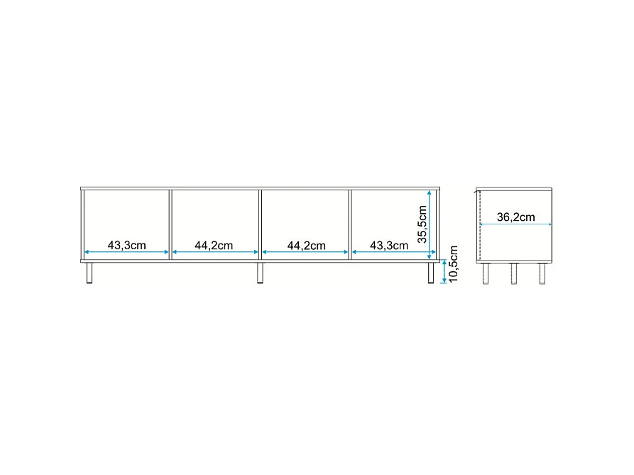 Meuble TV 80 Pouces 4 Portes 4 Niches Châtaignier L 183 H 49 P 38 cm