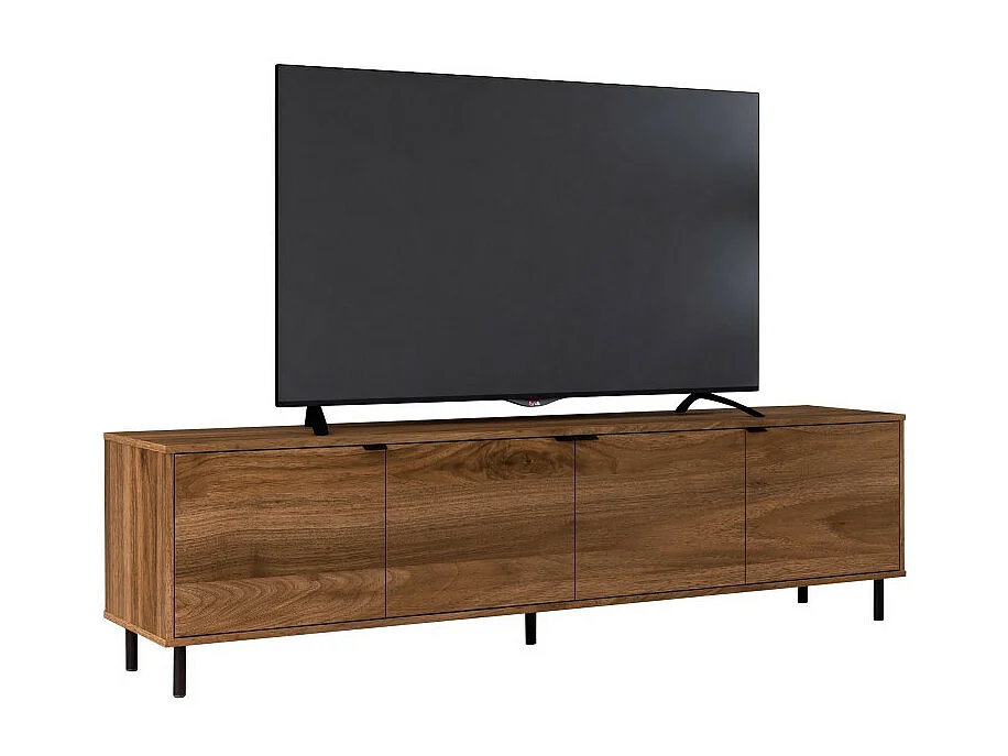 Meuble TV 80 Pouces 4 Portes 4 Niches Châtaignier L 183 H 49 P 38 cm