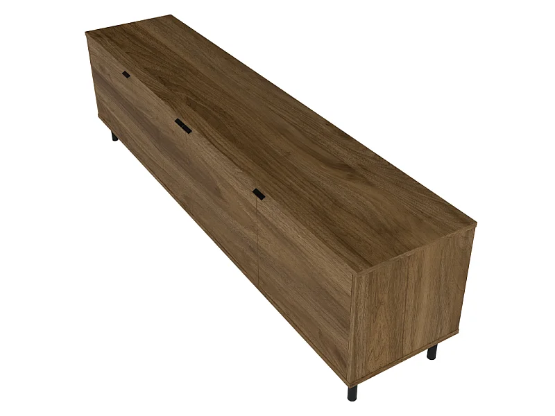 Meuble TV 80 Pouces 4 Portes 4 Niches Châtaignier L 183 H 49 P 38 cm