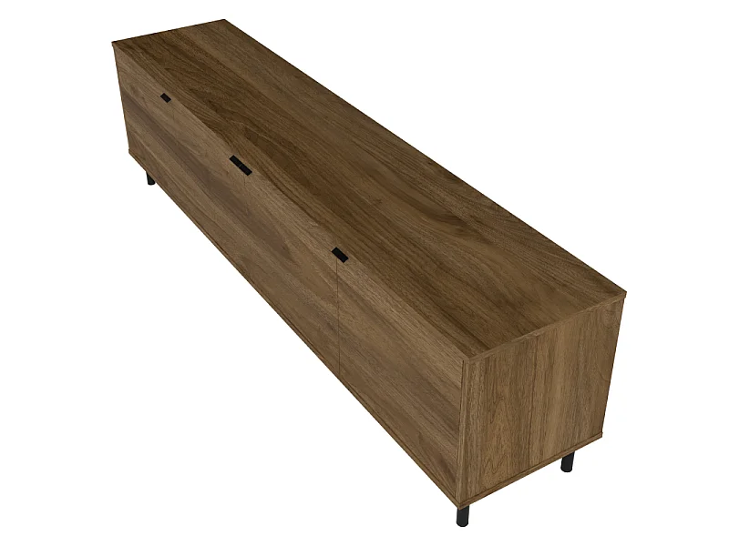 Meuble TV 80 Pouces 4 Portes 4 Niches Châtaignier L 183 H 49 P 38 cm