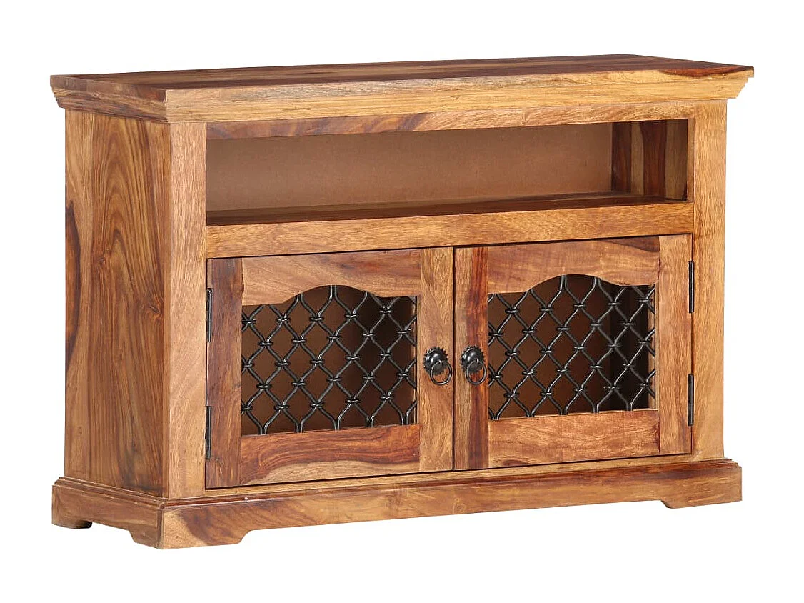 Mueble TV multimedia estantería para televisión buffet para televisión comedor salón dormitorio 90 x 30 x 60 cm madera maciza marrón 02_0026344