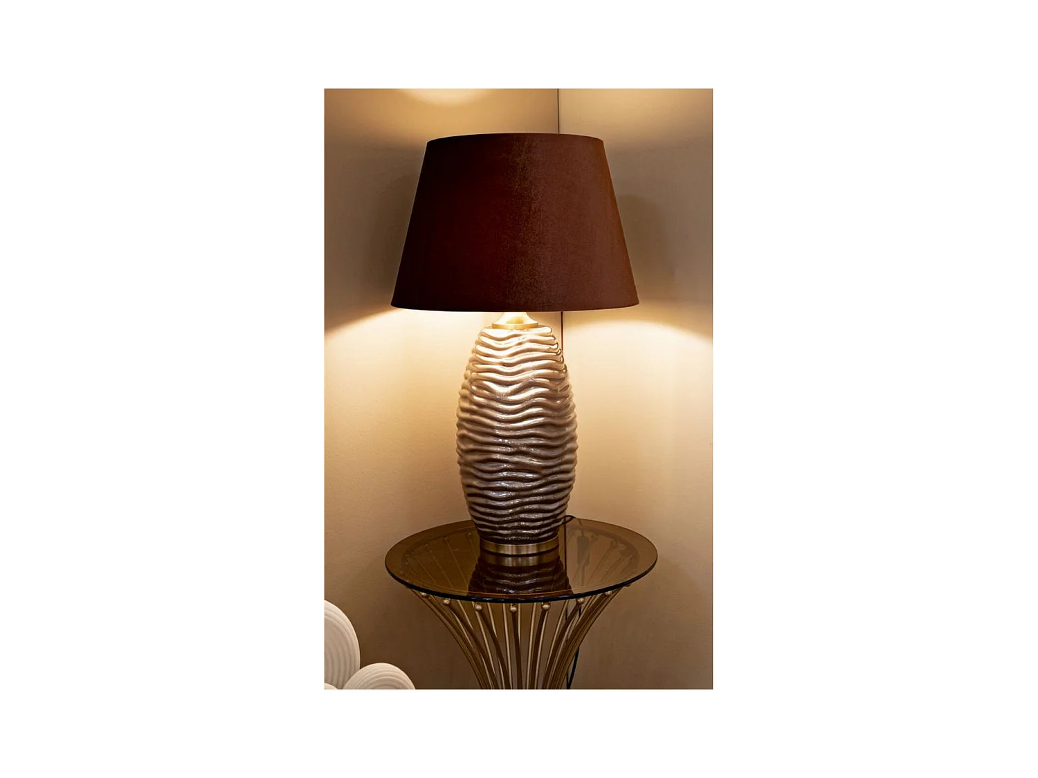Lampe à Poser MF734, Marron, 79x45,5x45,5 cm, Seven Design