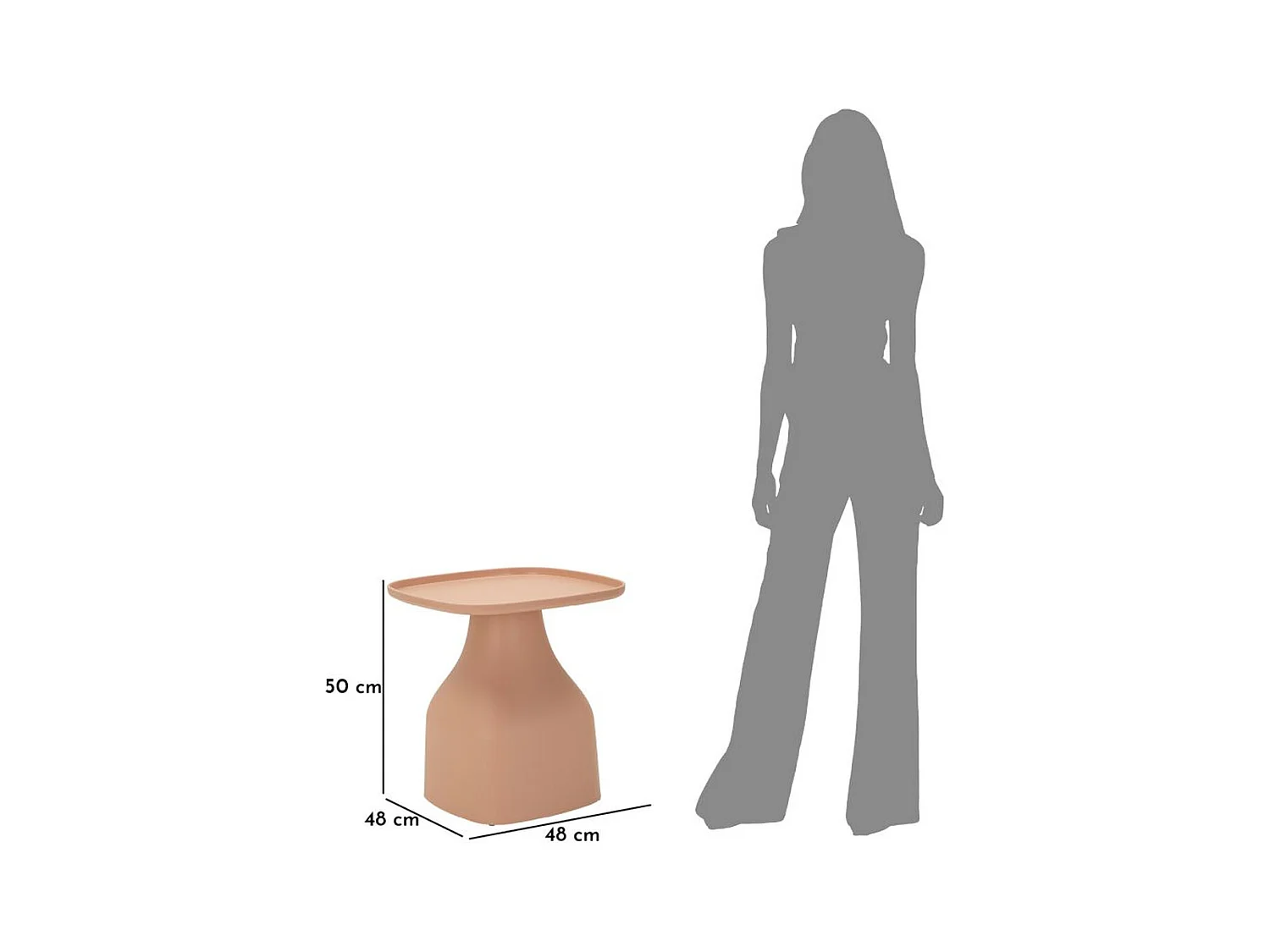 Table d'Appoint MF709, Rose, 50x48x48 cm, Seven Design