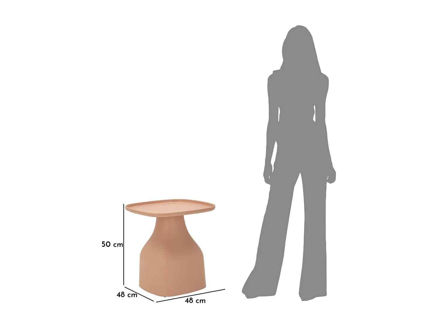 Table d'Appoint MF709, Rose, 50x48x48 cm, Seven Design