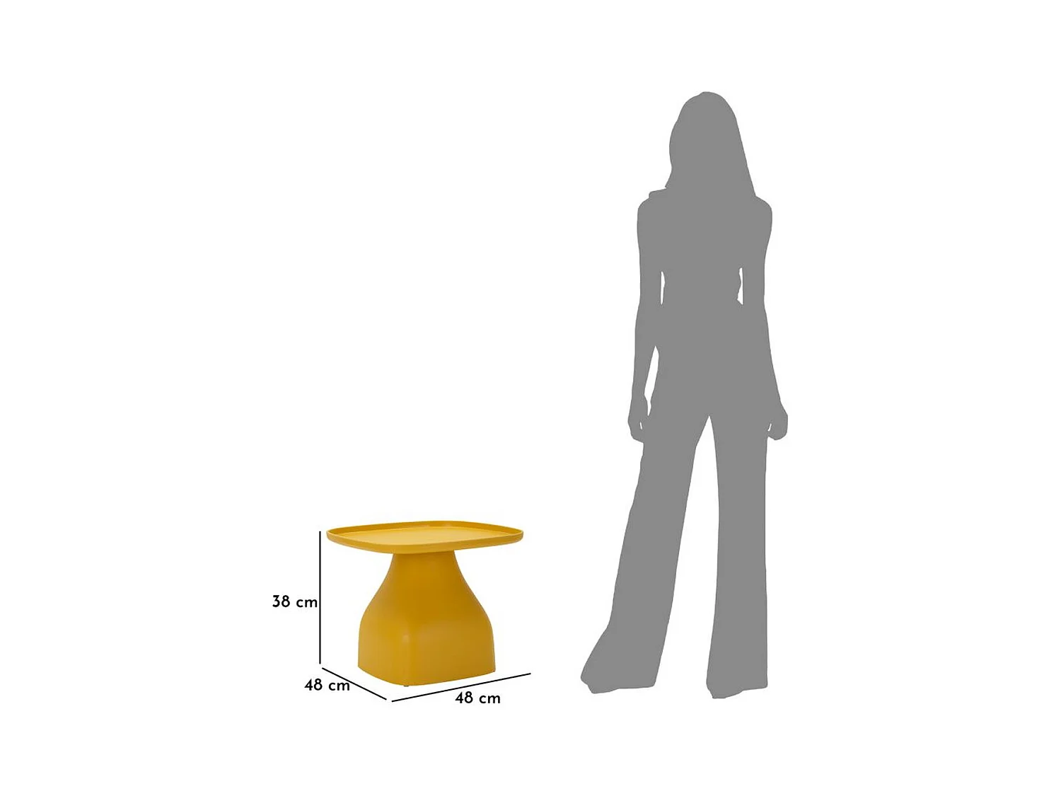 Table d'Appoint MF708, Jaune, 38x48x48 cm, Seven Design