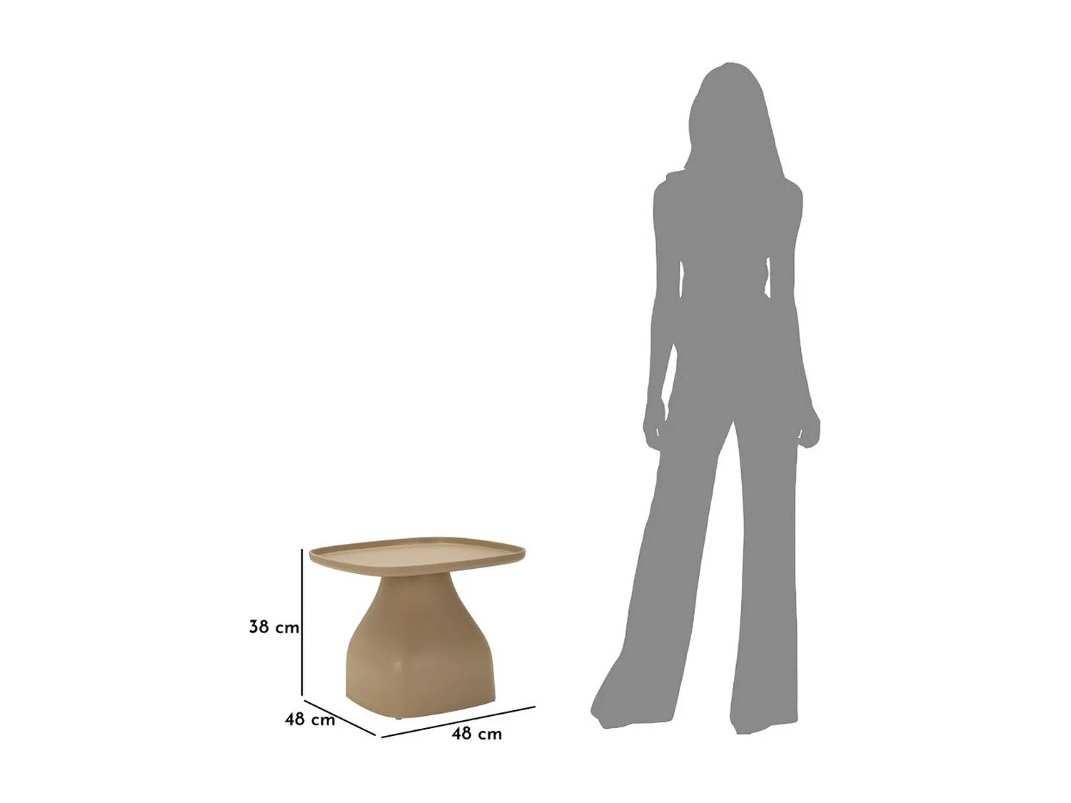 Table d'Appoint MF712, Gris, 38x48x48 cm, Seven Design