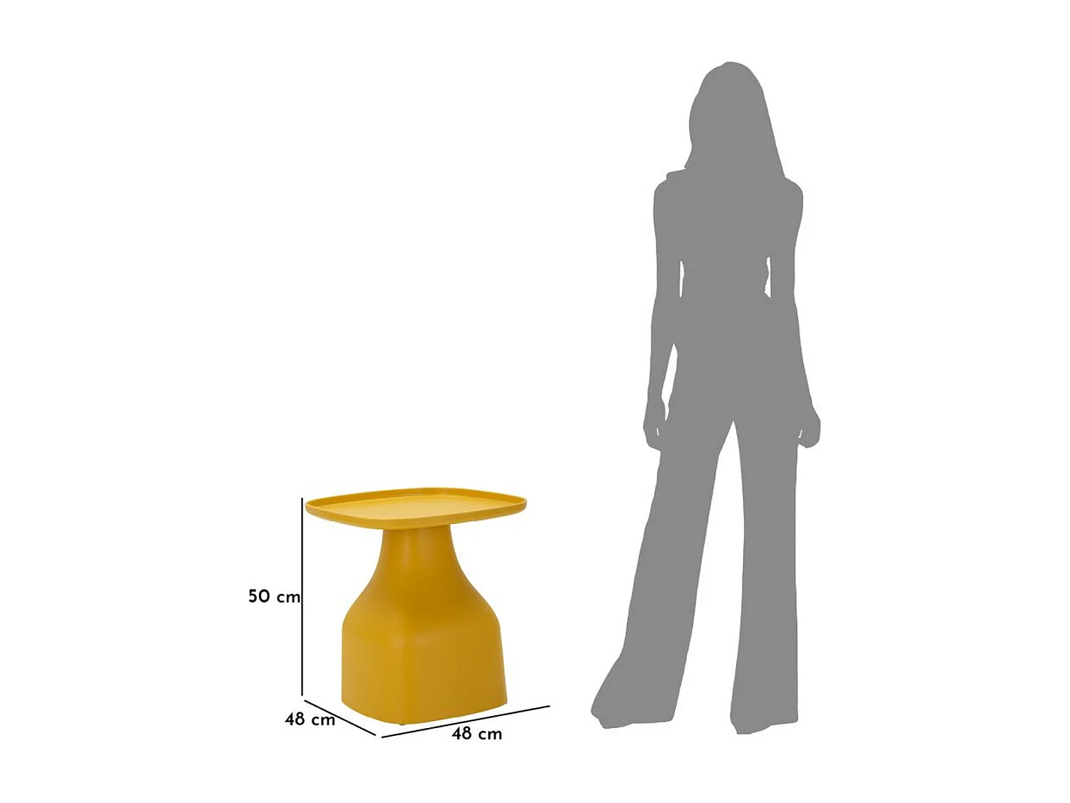 Table d'Appoint MF707, Jaune, 50x48x48 cm, Seven Design
