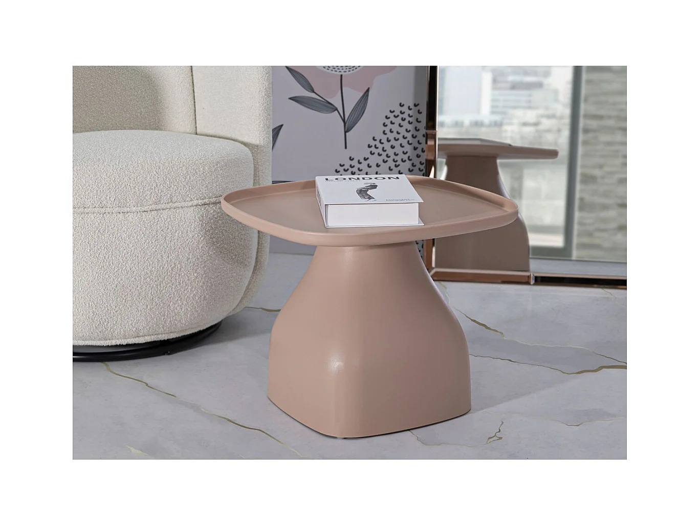 Table d'Appoint MF710, Rose, 38x48x48 cm, Seven Design