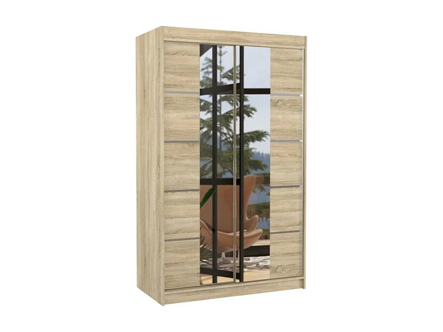Armoire Gina Lux (120cm)/portes coulissantes/miroir/LED
