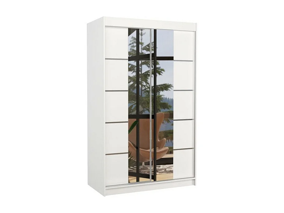 Armoire Gina Lux (120cm)/portes coulissantes/miroir/LED