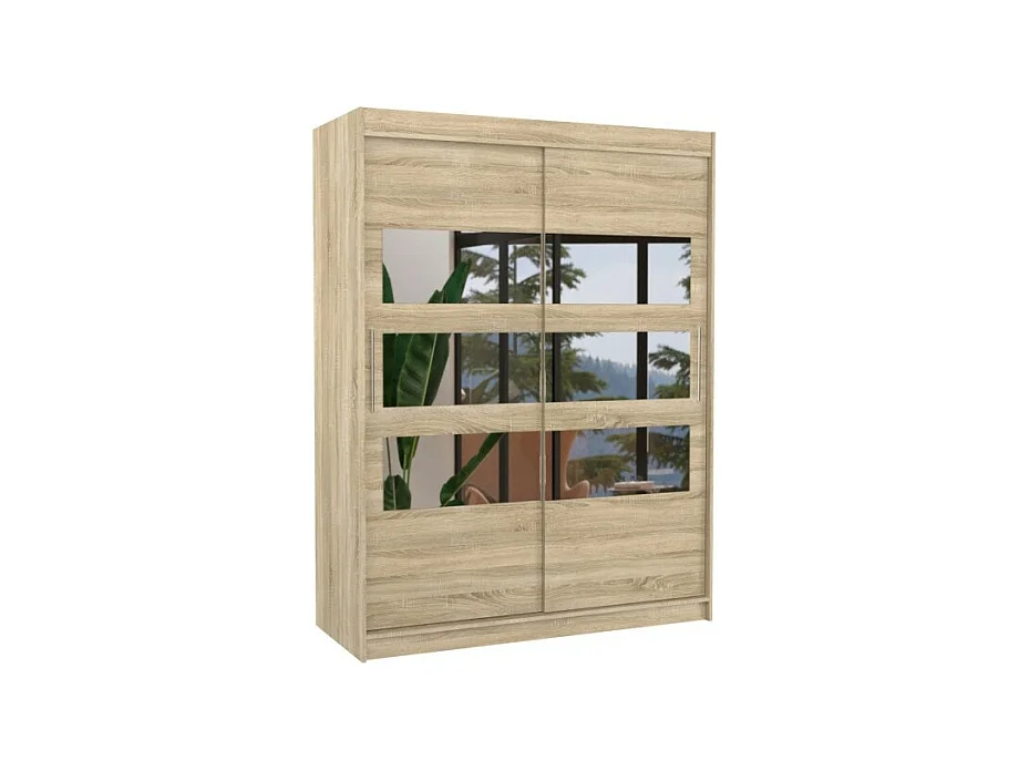 Armadio Florian (150cm)/ante scorrevoli/specchio/Sonoma