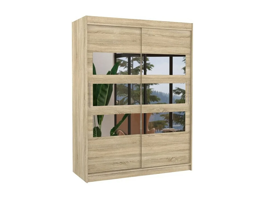 Kleiderschrank Florian (150cm)/Schiebetüren/Spiegel/Sonoma