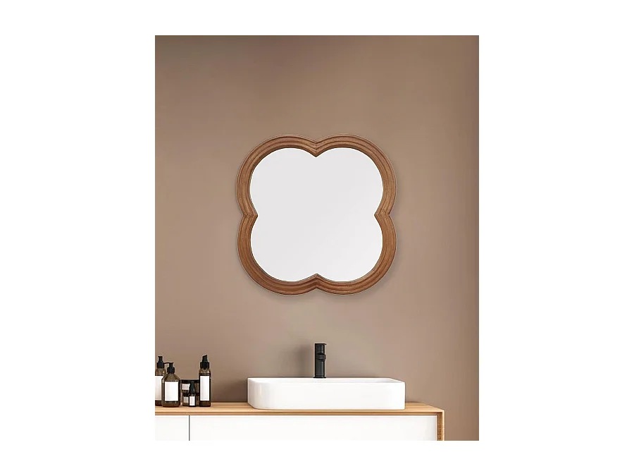 Lucky - Miroir mural en bois massif de manguier 60x60 cm