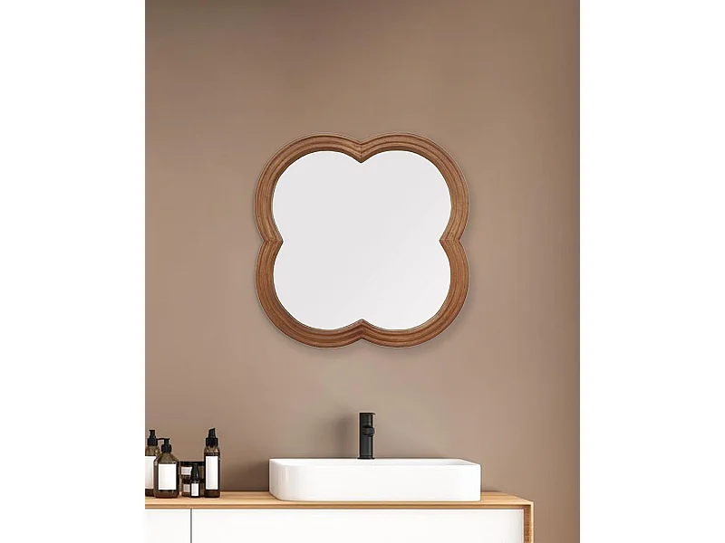 Lucky - Miroir mural en bois massif de manguier 60x60 cm