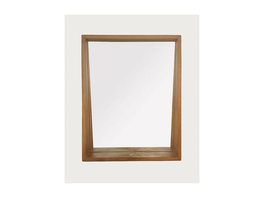 Rovio - Grand miroir mural rectangulaire en bois de manguier