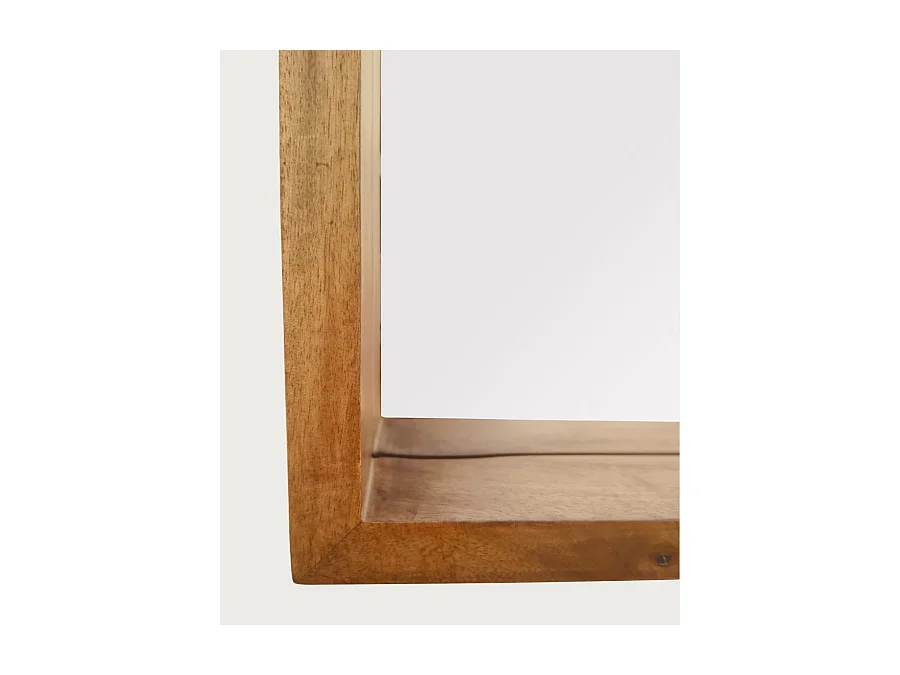 Rovio - Grand miroir mural rectangulaire en bois de manguier