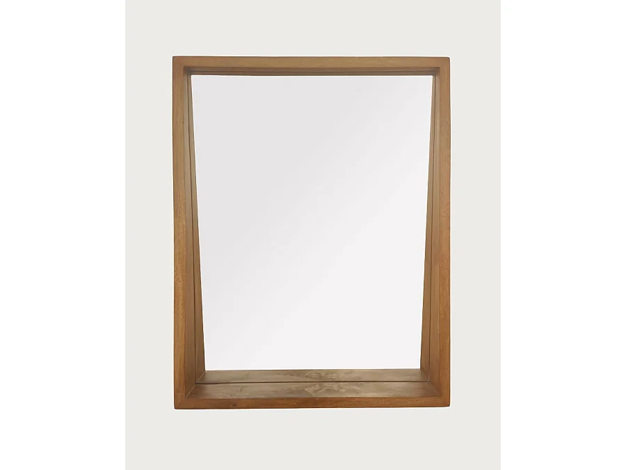 Rovio - Grand miroir mural rectangulaire en bois de manguier
