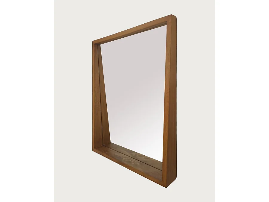 Rovio - Grand miroir mural rectangulaire en bois de manguier