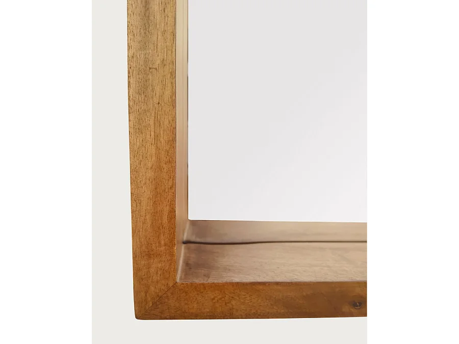 Rovio - Grand miroir mural rectangulaire en bois de manguier