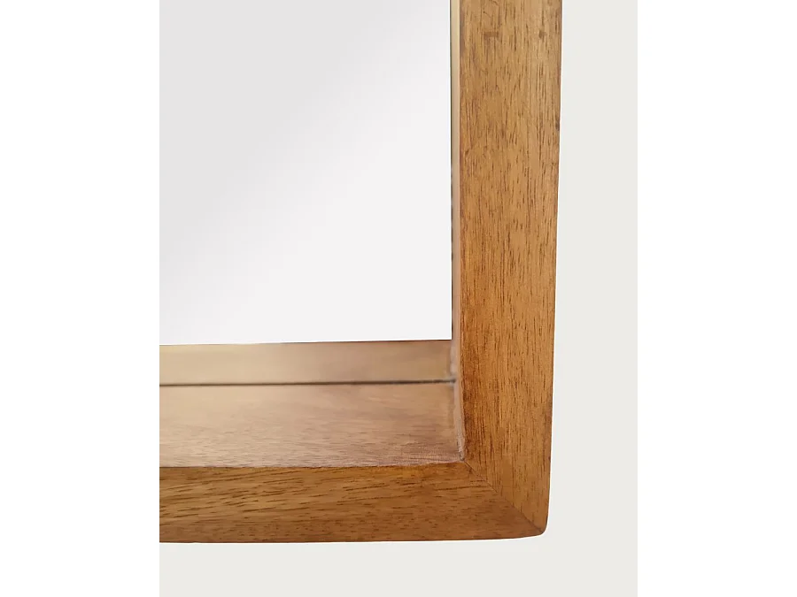 Rovio - Grand miroir mural rectangulaire en bois de manguier