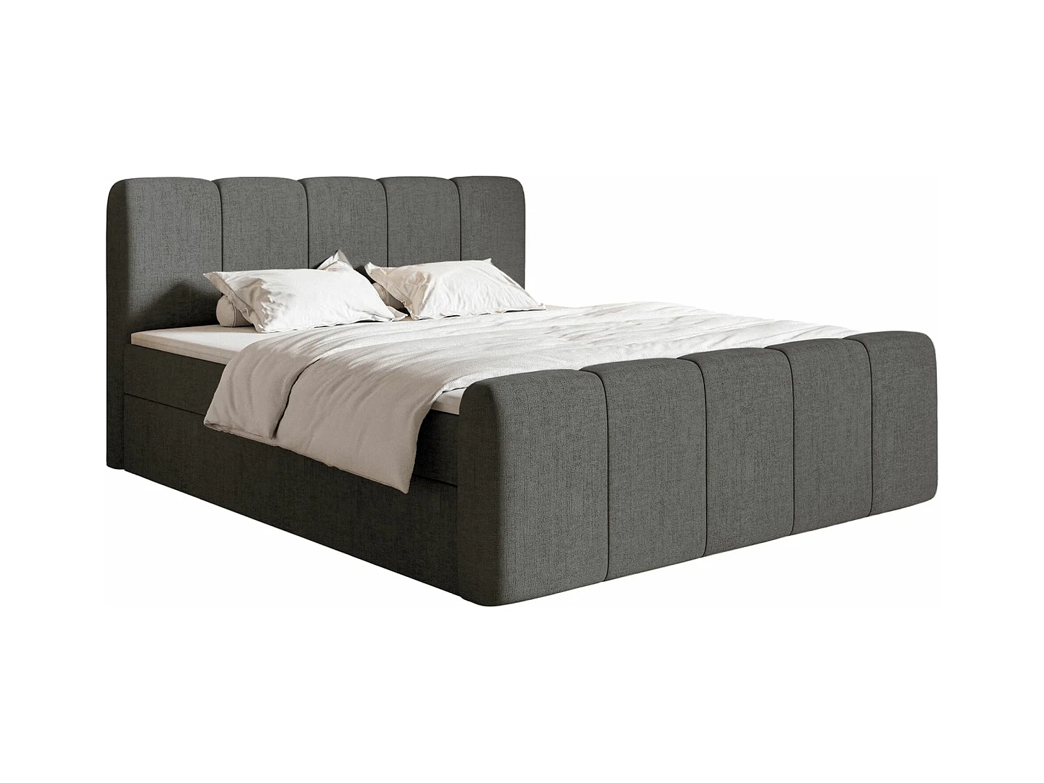 Lit continental avec surmatelas - 200x200 cm - chenille gris foncé - CLOUDY II