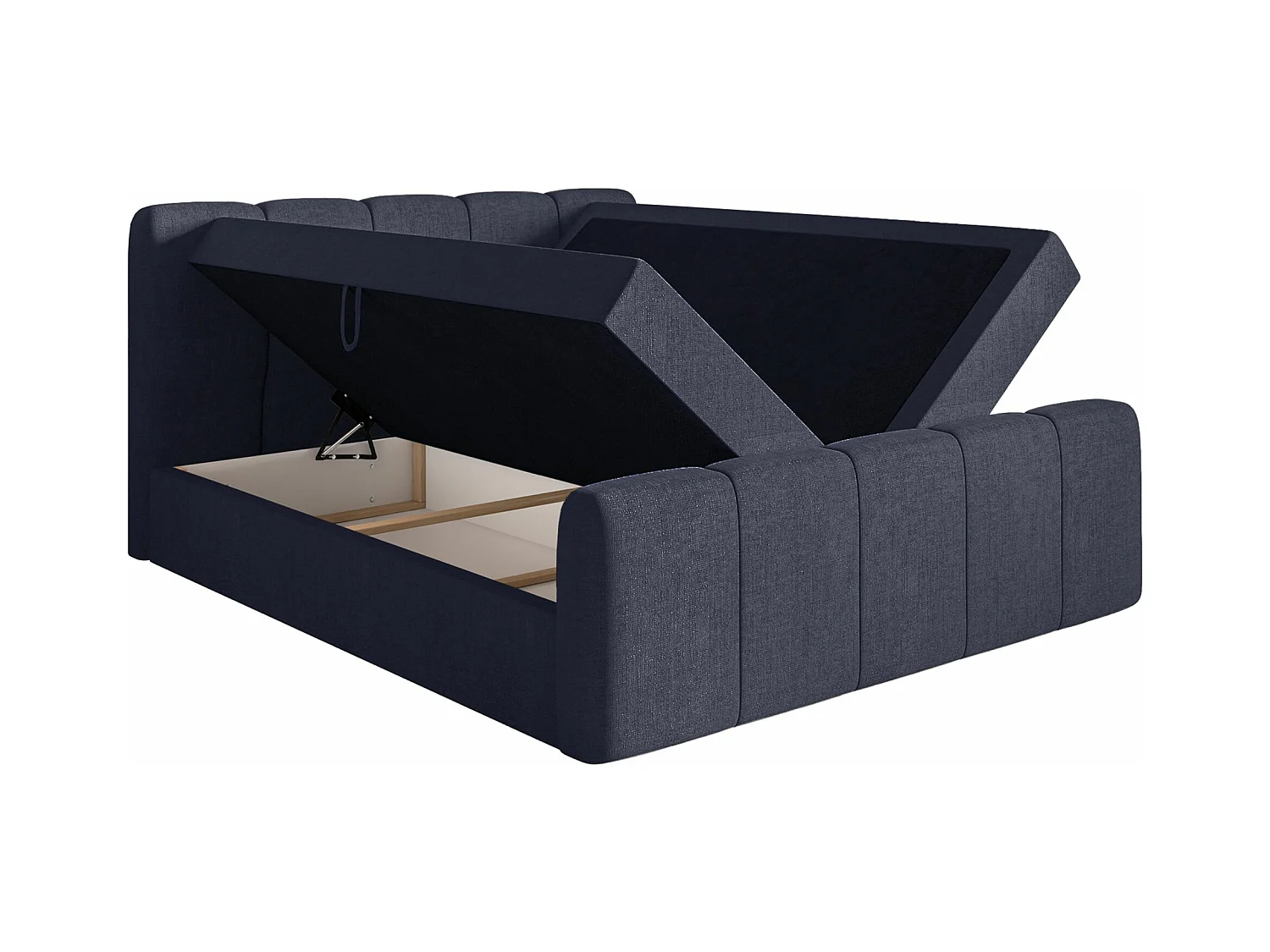 Lit continental avec surmatelas - 200x200 cm - chenille marine - CLOUDY II