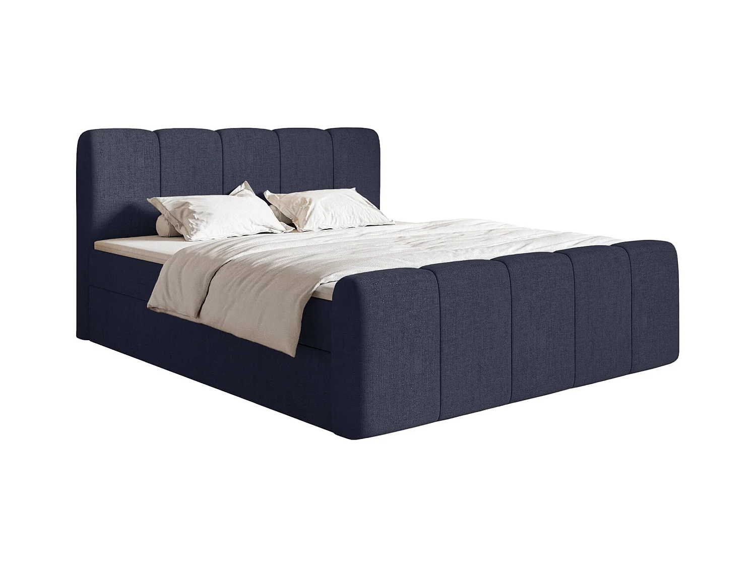 Lit continental avec surmatelas - 200x200 cm - chenille marine - CLOUDY II