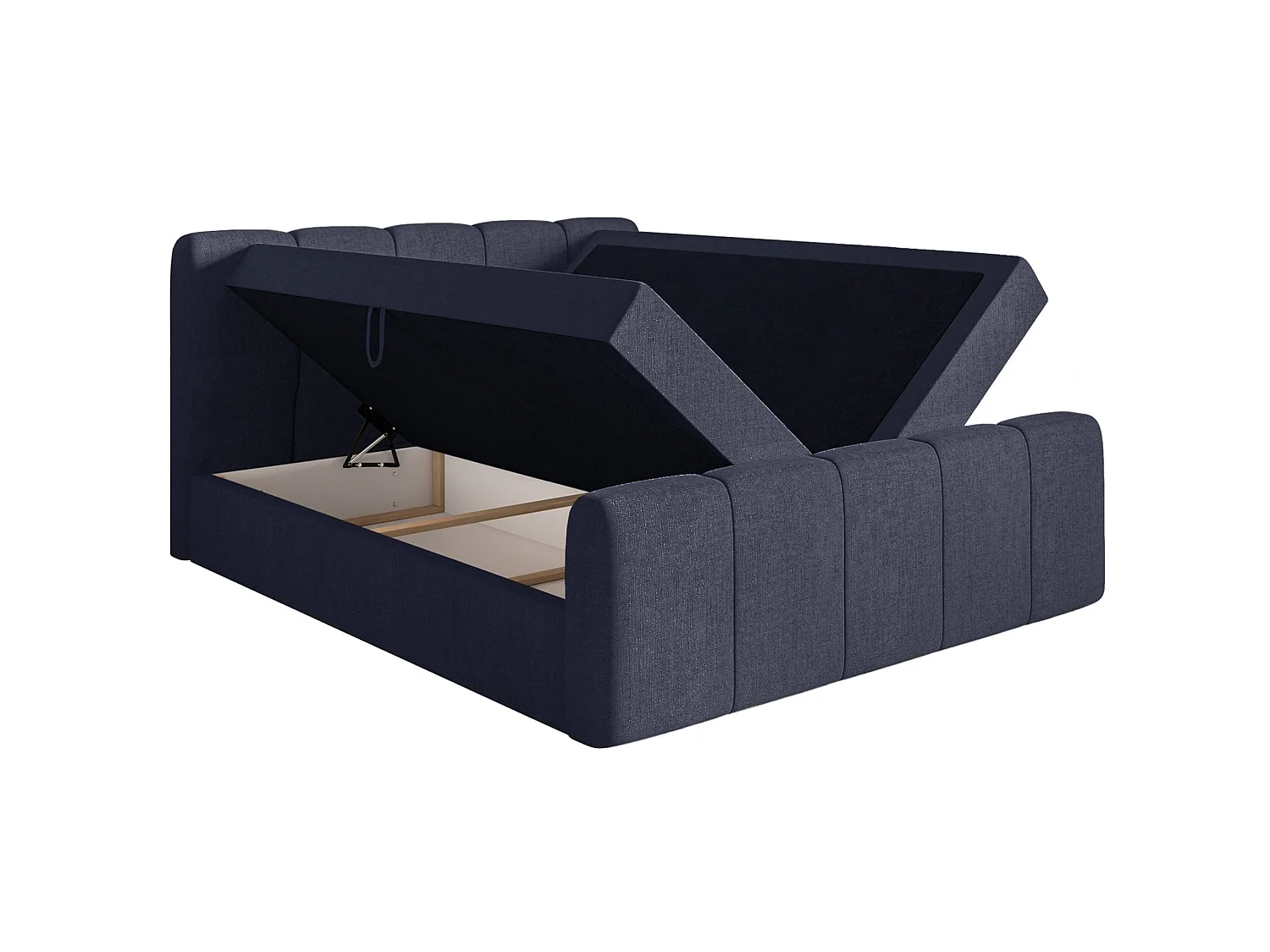 Boxspringbett 200x200 - mit Bettkästen und Topper - Chenille Marineblau - CLOUDY II