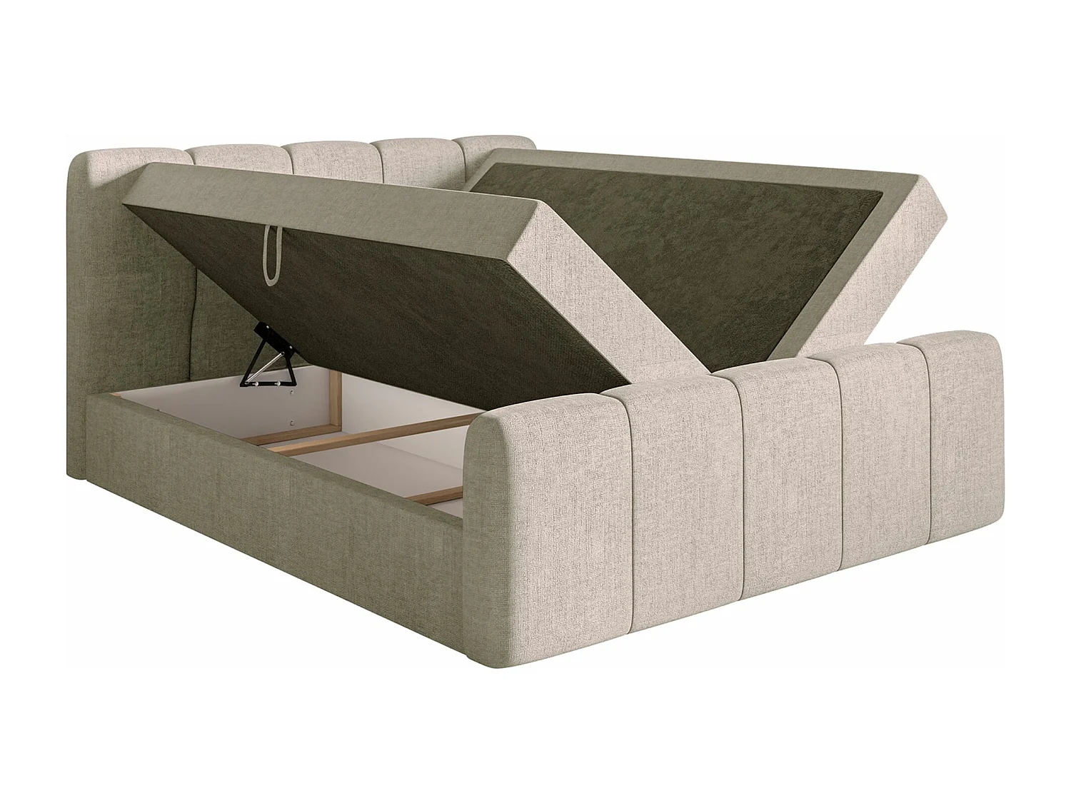 Boxspringbett 200x200 - mit Bettkästen und Topper - Chenille Taupe - CLOUDY II