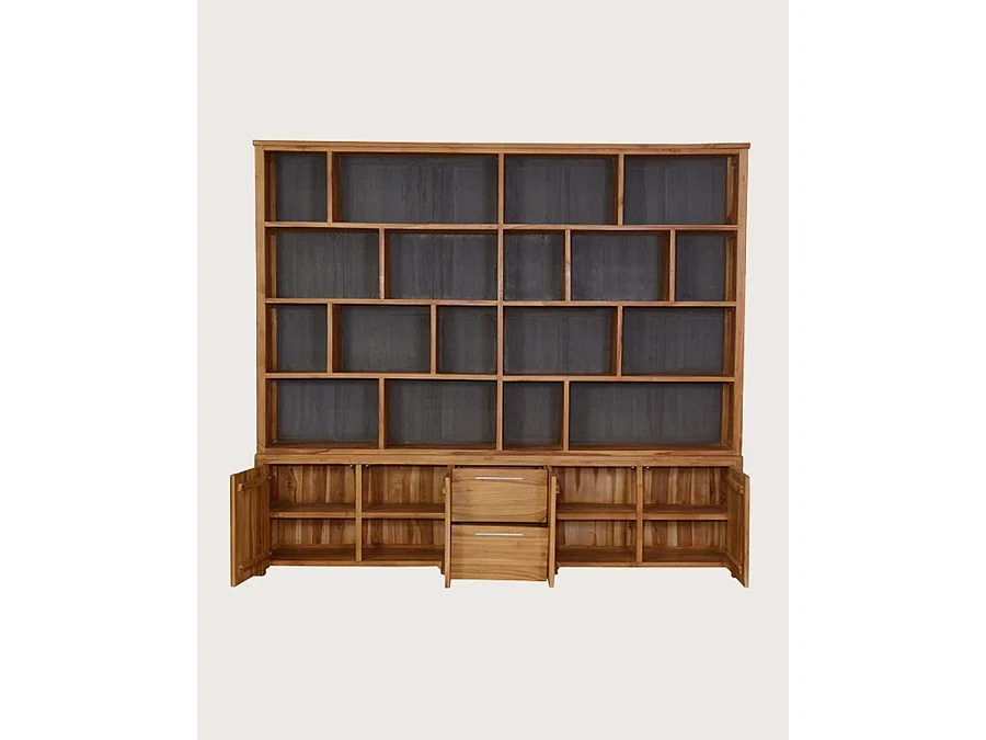 Atlas -  Grande Bibliothèque en bois massif de teck